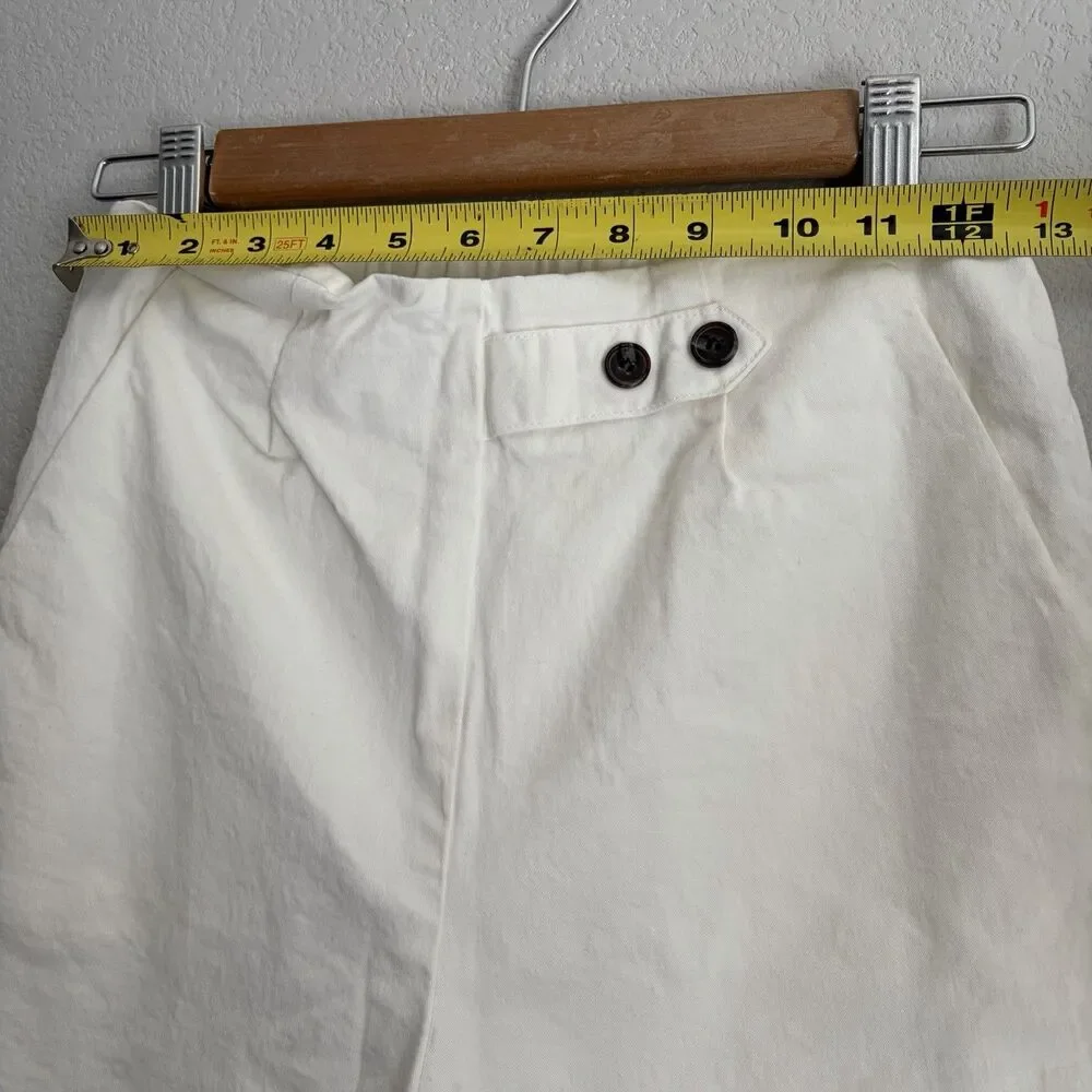 EZRA White Cropped Wide Leg Trousers Size M Made In Korea